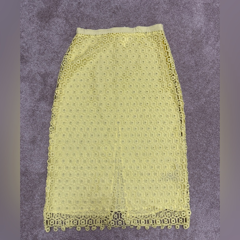 Jonathan Simkhai Pale Yellow Lace Midi Skirt with Grommet Detail size Small NWT - Picture 5 of 16